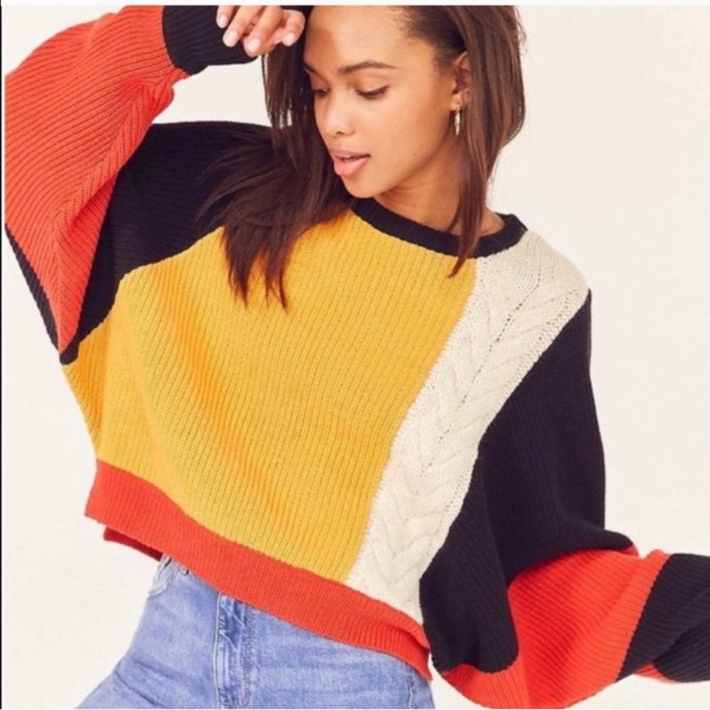 Color block Dolman Sleeve Sweater